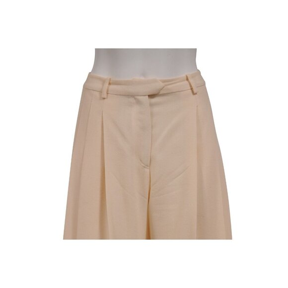 Christian Dior Womens Wide Leg Pants US 12 Cream Tan Wool High Waist Trousers - Picture 2 of 16